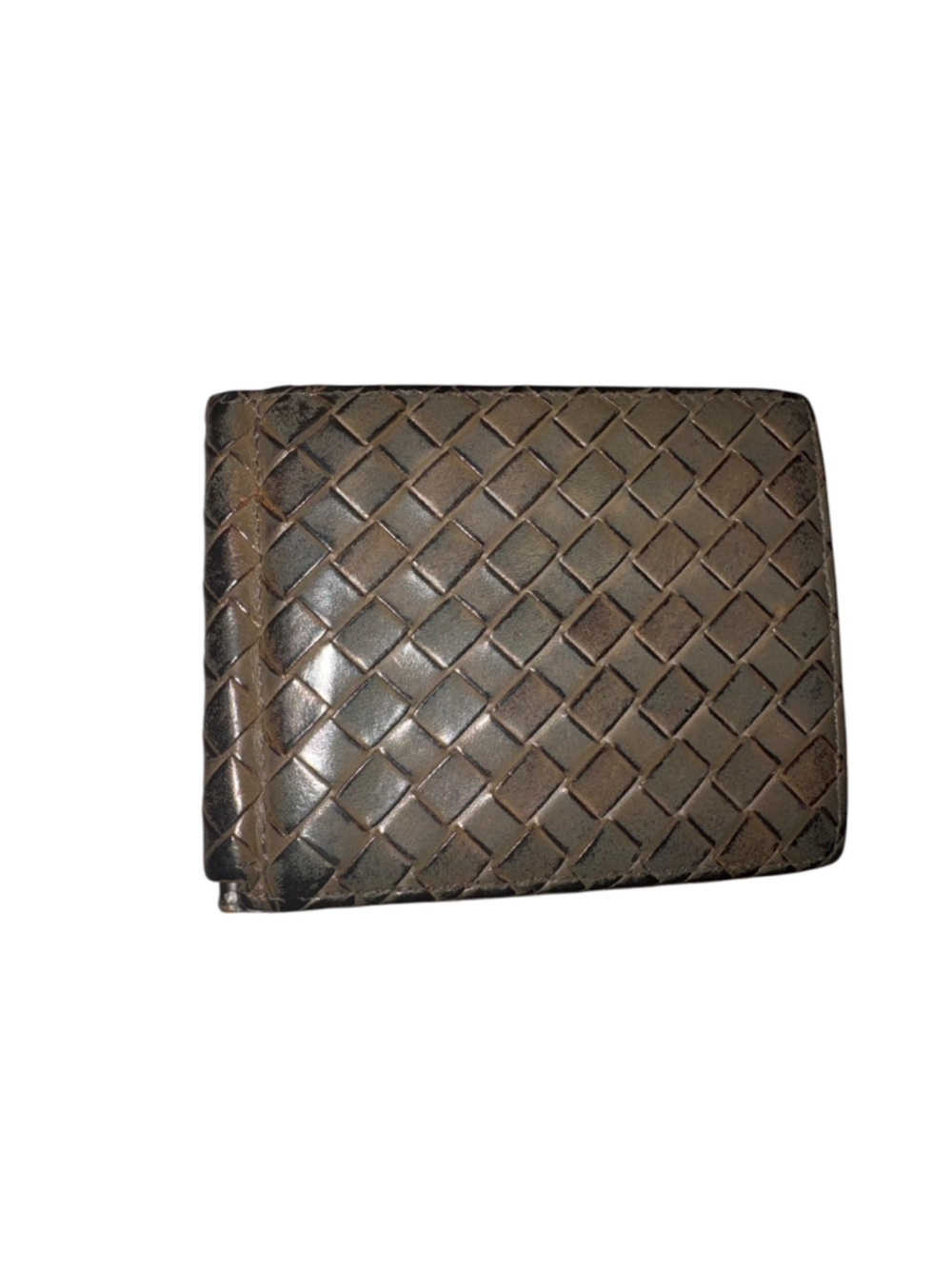 Bottega Veneta Intrecciato Woven Leather Wallet with Money Clip - Dark Brown